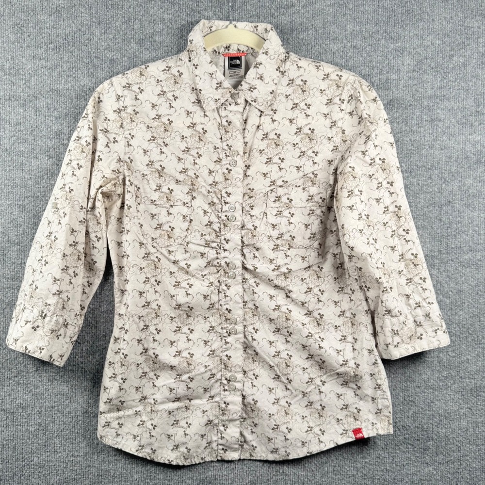 The North Face Small Floral Vine 3/4 Sleeve Button Up Shirt Gorpcore Earthy Top
